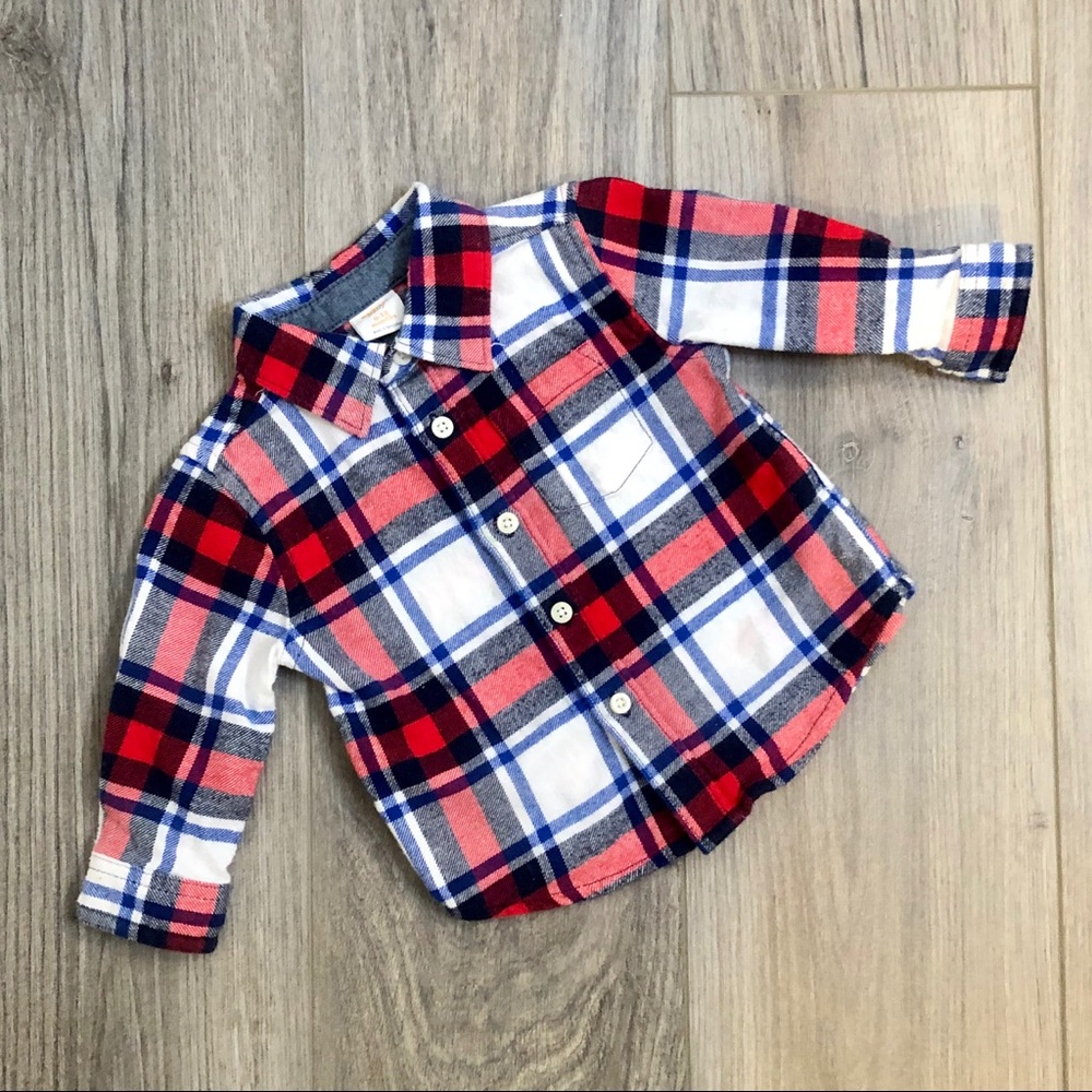 Baby Boy Long Sleeve Button Down Flannel Shirt
